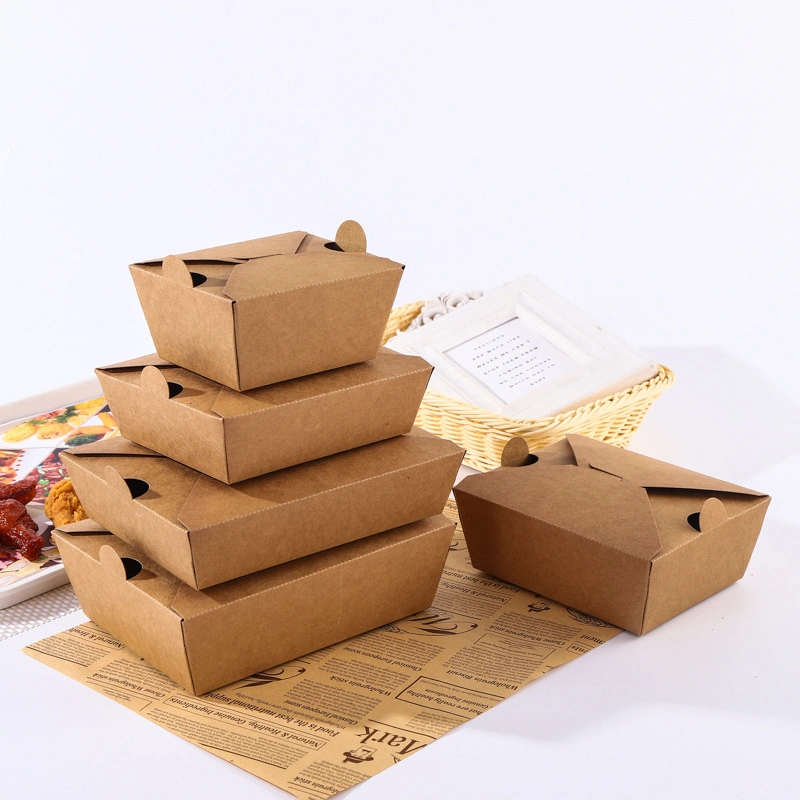 Custom Disposable Kraft Paper Packaging Take Away Fast Food Box Hamburger Hot Dog Fried Chicken Food Container Box