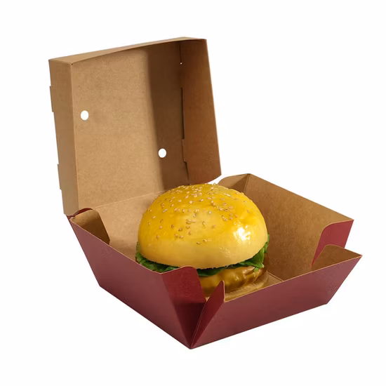 カスタム Cmyk プリント 200 GSM C1s アート紙段ボールファーストフードグレードのハンバーガー食品ホットドッグワッフルシロップコンテナボックス